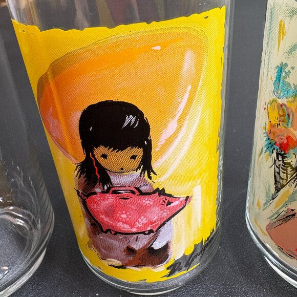 Set of 4 Vintage DeGrazia signed Drinking Glasses - Picture 3 of 7